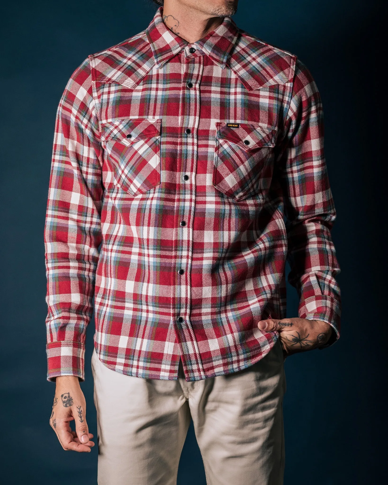 Ultra Heavy Flannel Crazy Check Western Shirt - Red sold by Iron Heart product image thumbnail 4