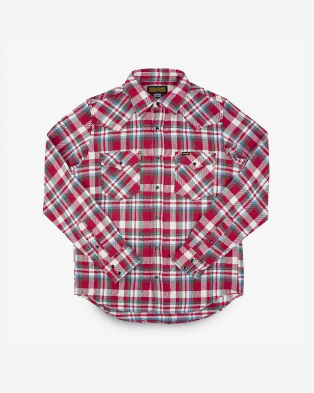 Ultra Heavy Flannel Crazy Check Western Shirt - Red sold by Iron Heart