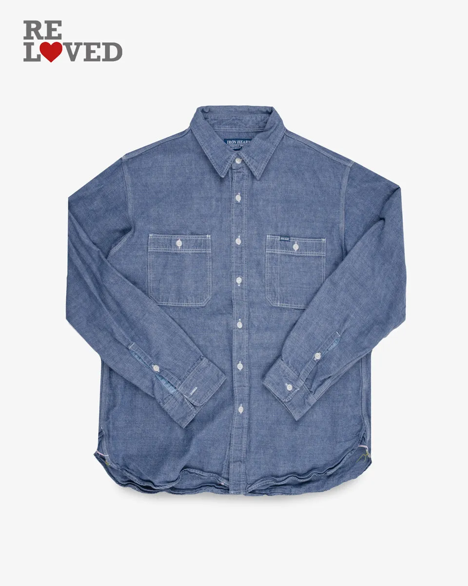 10oz Selvedge Chambray Work Shirt - Blue (IHSH-21-BLU) Size XXXXL sold by Iron Heart