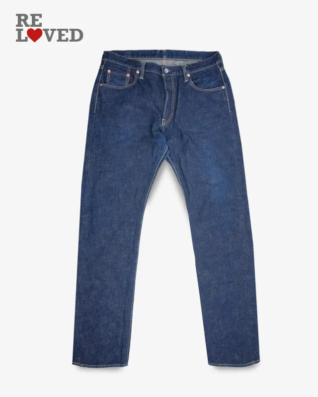 18oz Vintage Selvedge Denim Straight Cut Jeans - Indigo (IH-633S-18) Tag 40, Hemmed to 37.0" sold by Iron Heart
