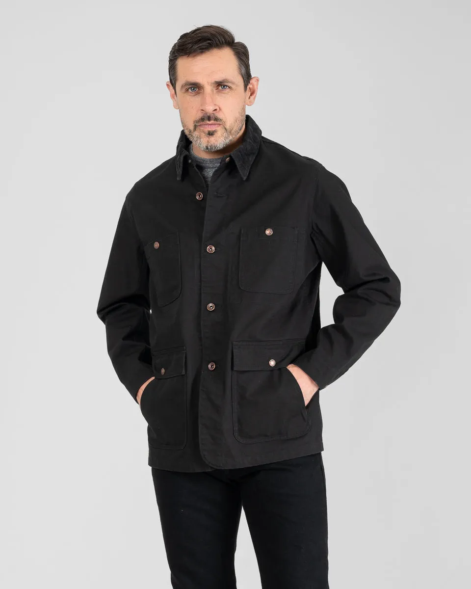 10oz Kurashikizome® Organic Cotton Duck Chore Jacket - Black sold by Iron Heart product image thumbnail 2