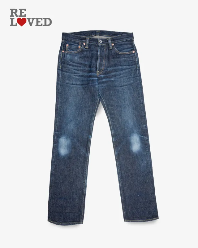 21oz Selvedge Denim Straight Cut Jeans - Indigo (IH-634S) Tag 32, Hemmed to 34.5" sold by Iron Heart