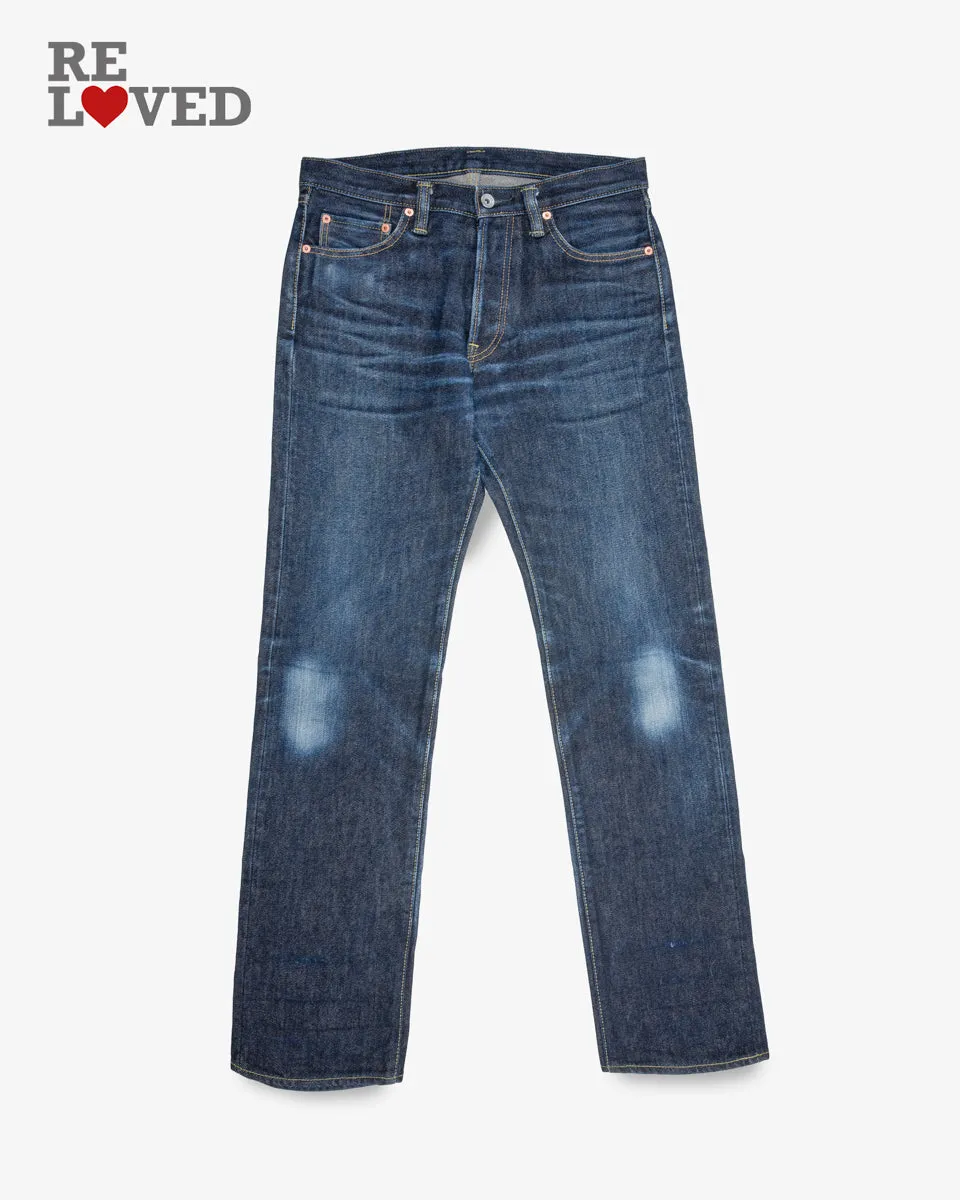 21oz Selvedge Denim Straight Cut Jeans - Indigo (IH-634S) Tag 32, Hemmed to 34.5" sold by Iron Heart