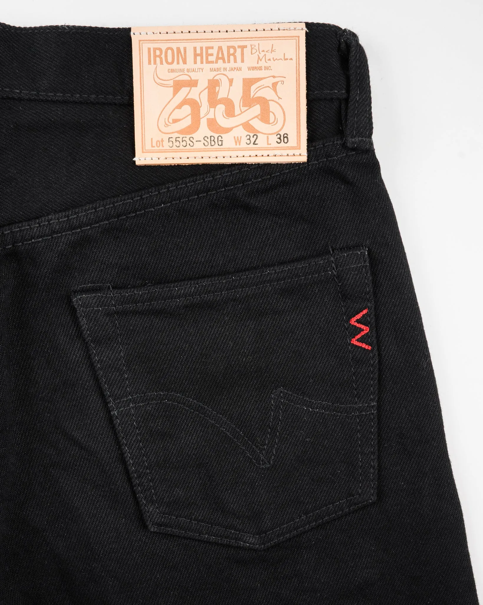 21oz Selvedge Denim Slim Cut Jeans - Superblack (Fades To Grey) sold by Iron Heart product image thumbnail 5