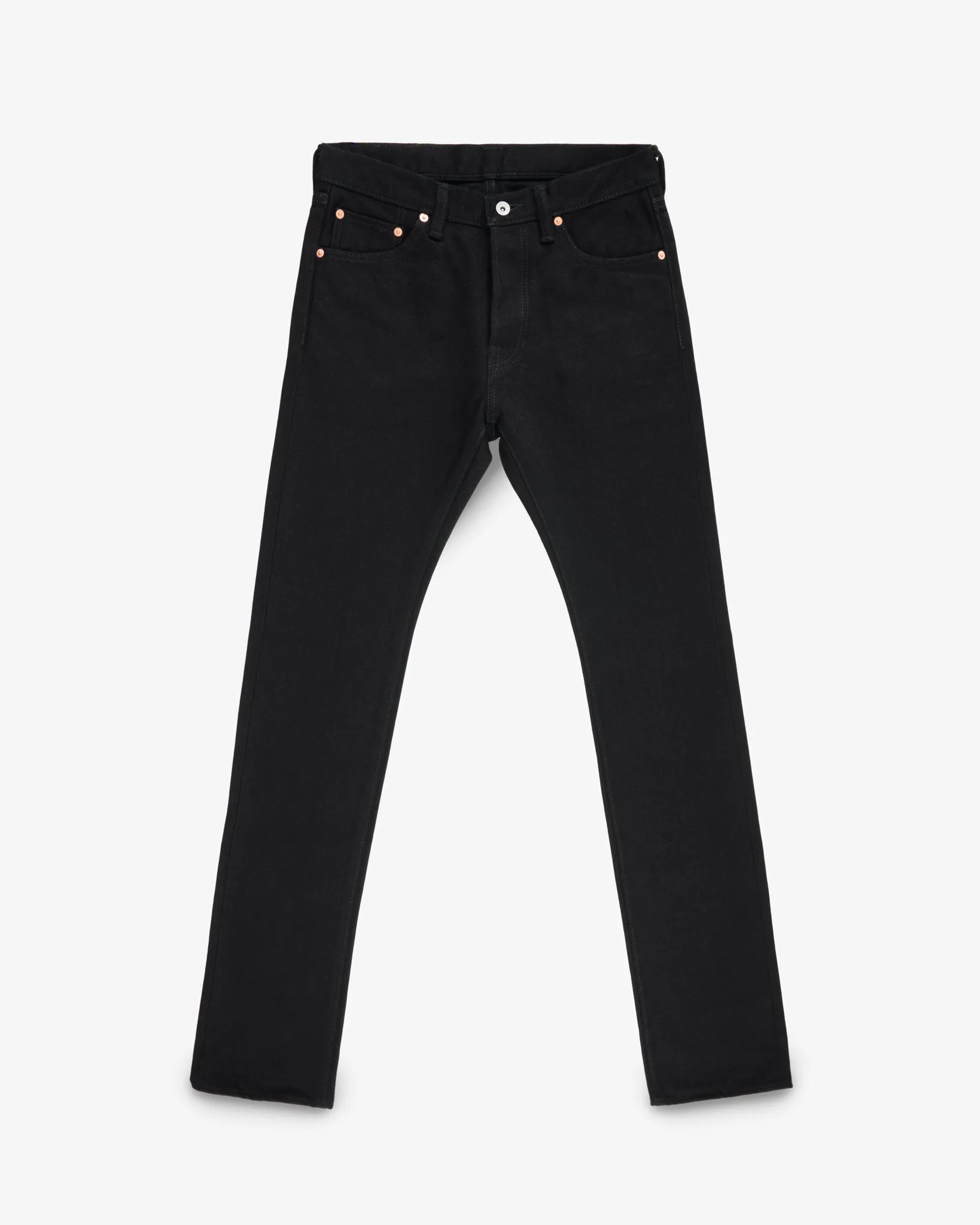 21oz Selvedge Denim Slim Cut Jeans - Superblack (Fades To Grey) sold by Iron Heart