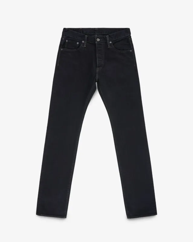 14oz Selvedge Denim Slim Tapered Cut Jeans - Indigo Overdyed Black sold by Iron Heart