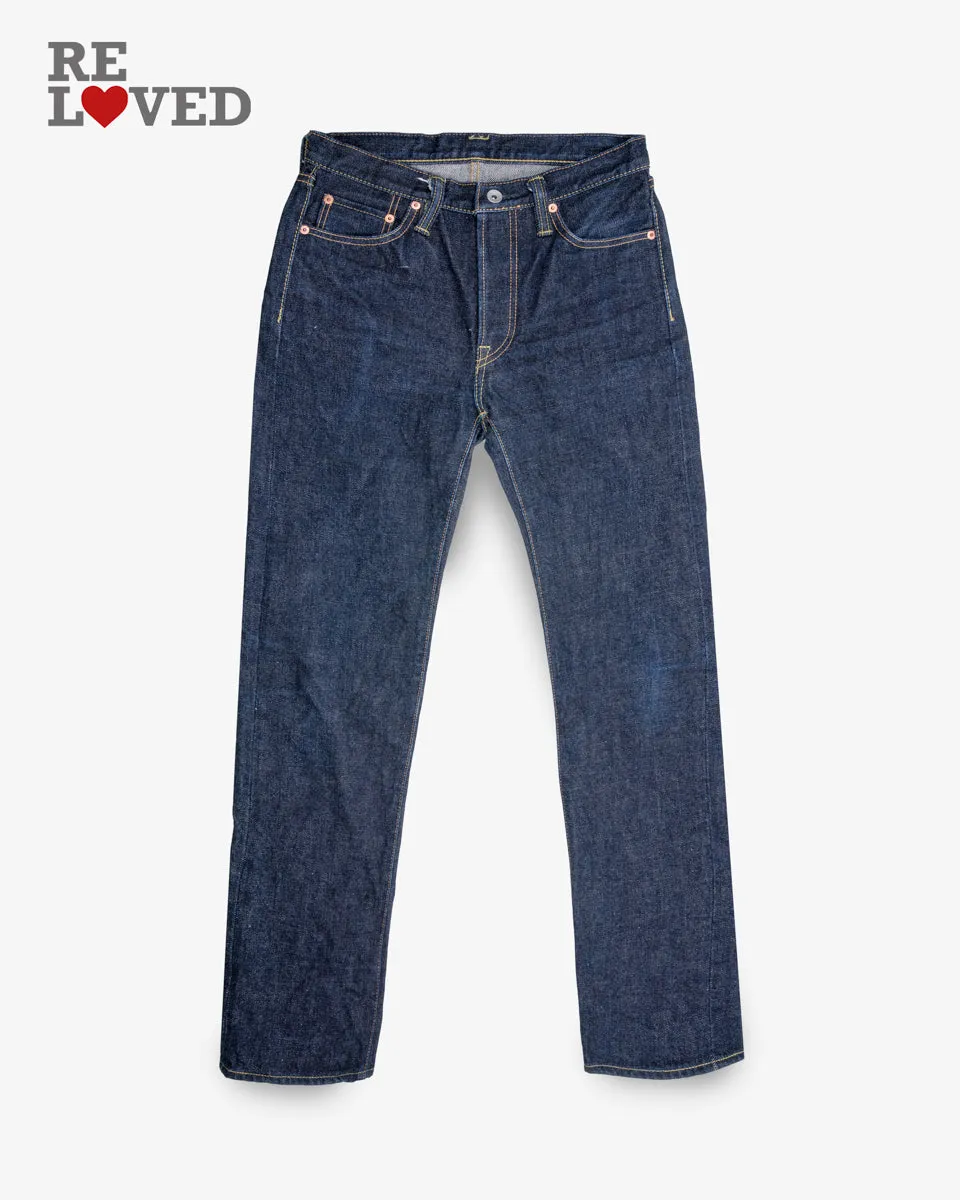 21oz Selvedge Denim Slim Straight Cut Jeans - Indigo (IH-666S-21) Tag 30, Hemmed to 29.5 sold by Iron Heart
