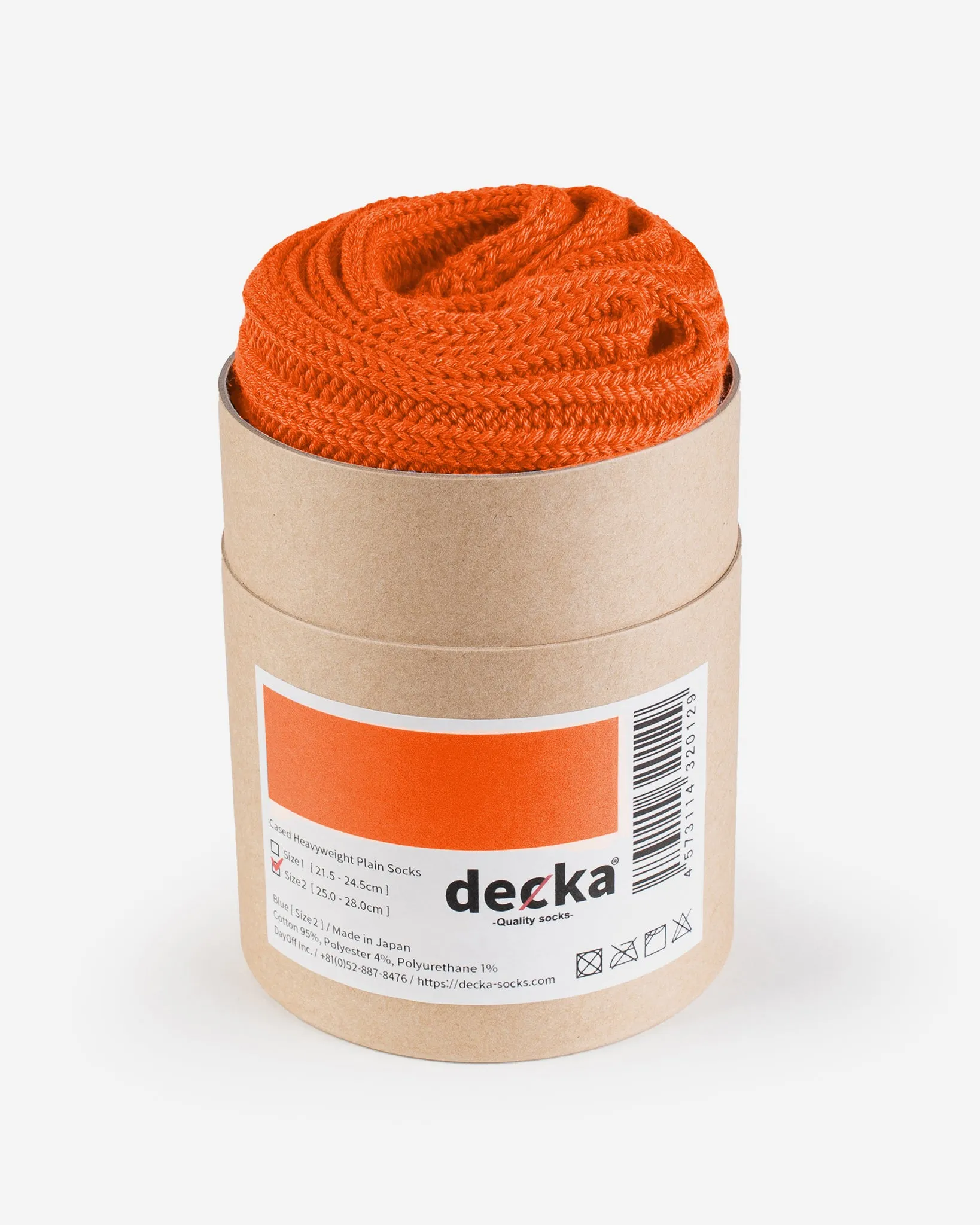 Decka Cased Heavyweight Plain Socks - Neon Orange sold by Iron Heart