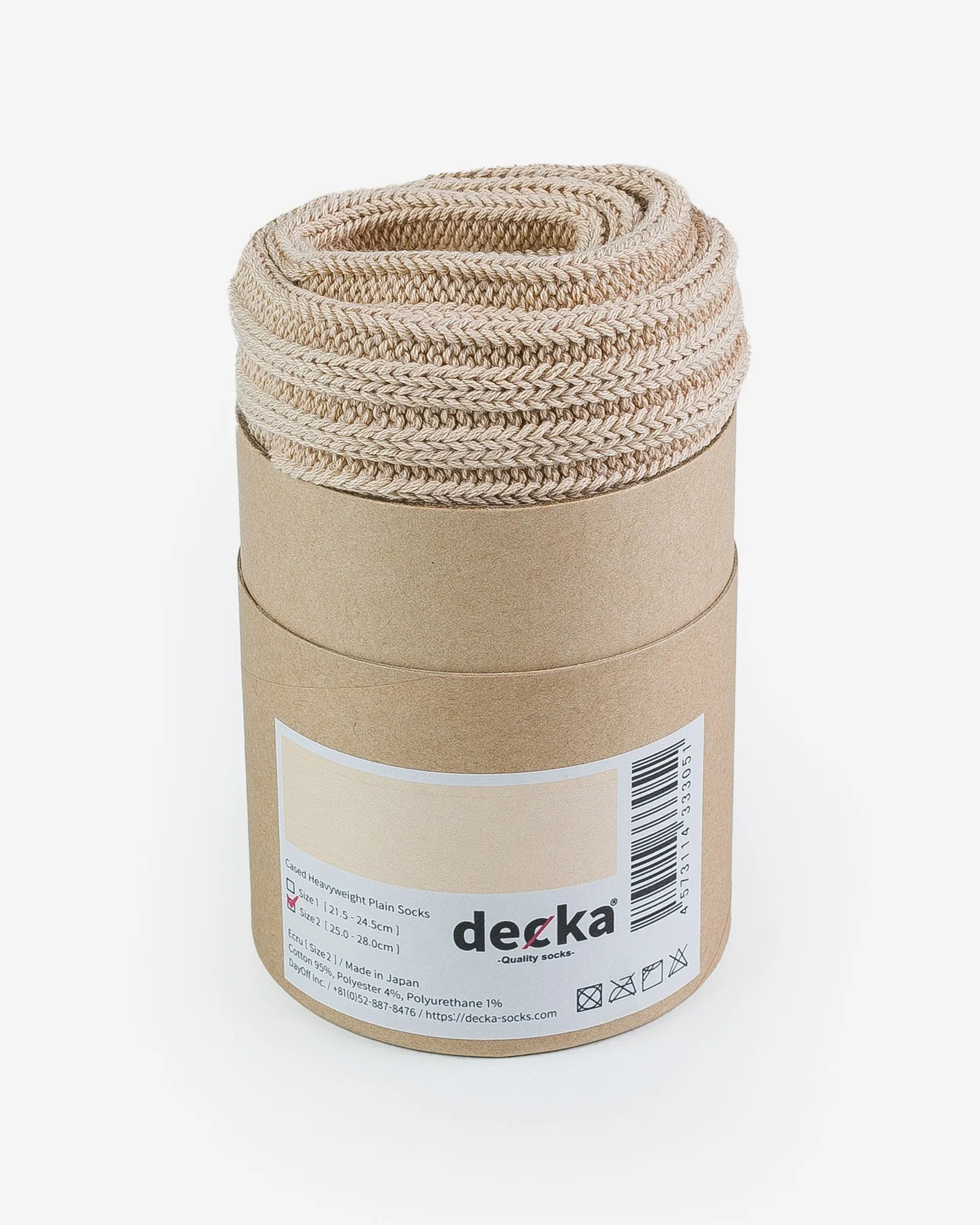 Decka Cased Heavyweight Plain Socks - Ecru sold by Iron Heart