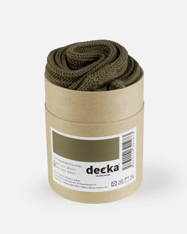 Decka Cased Heavyweight Plain Socks - Olive sold by Iron Heart