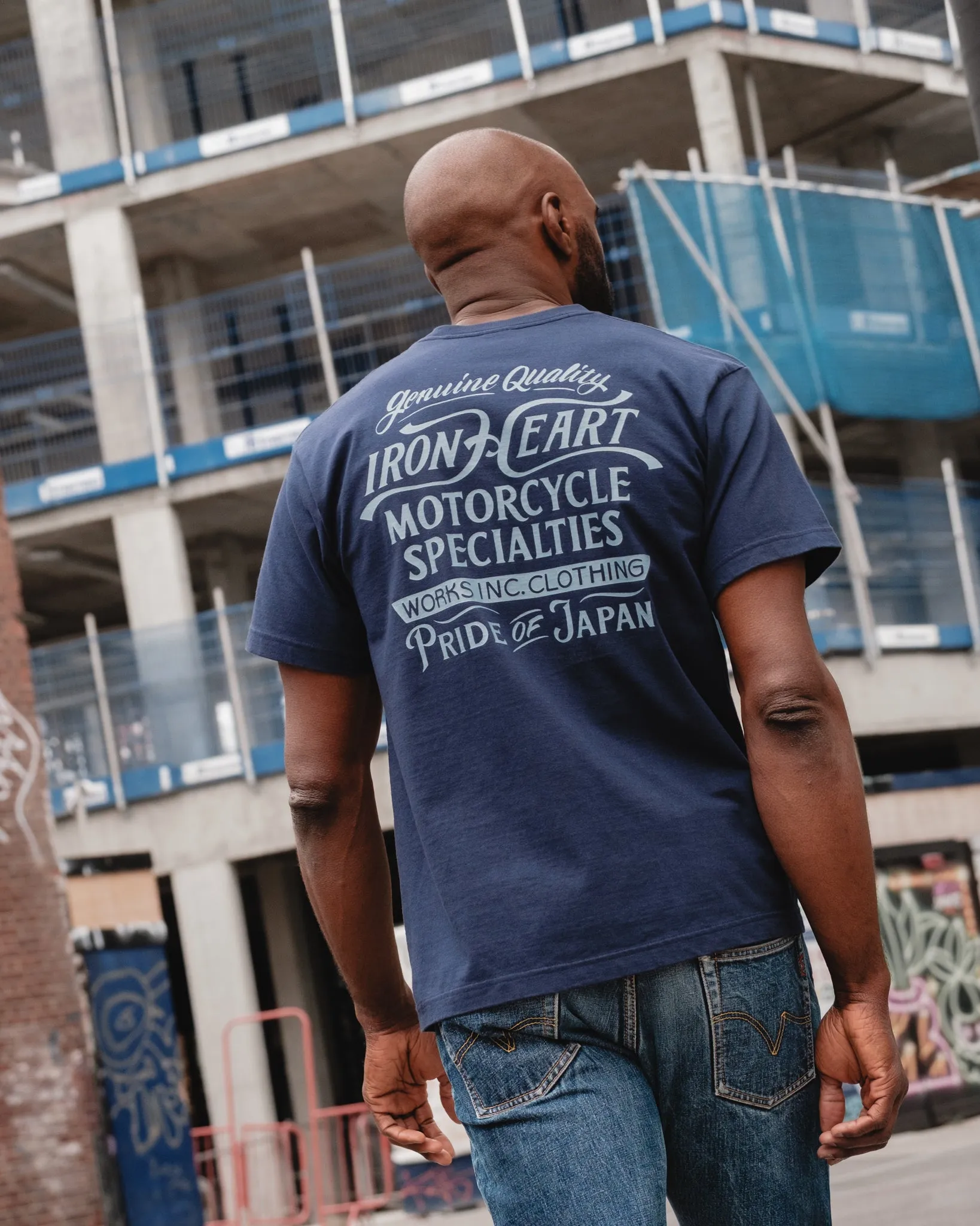 7.5oz Printed Loopwheel Crew Neck T-Shirt - Navy sold by Iron Heart product image thumbnail 4