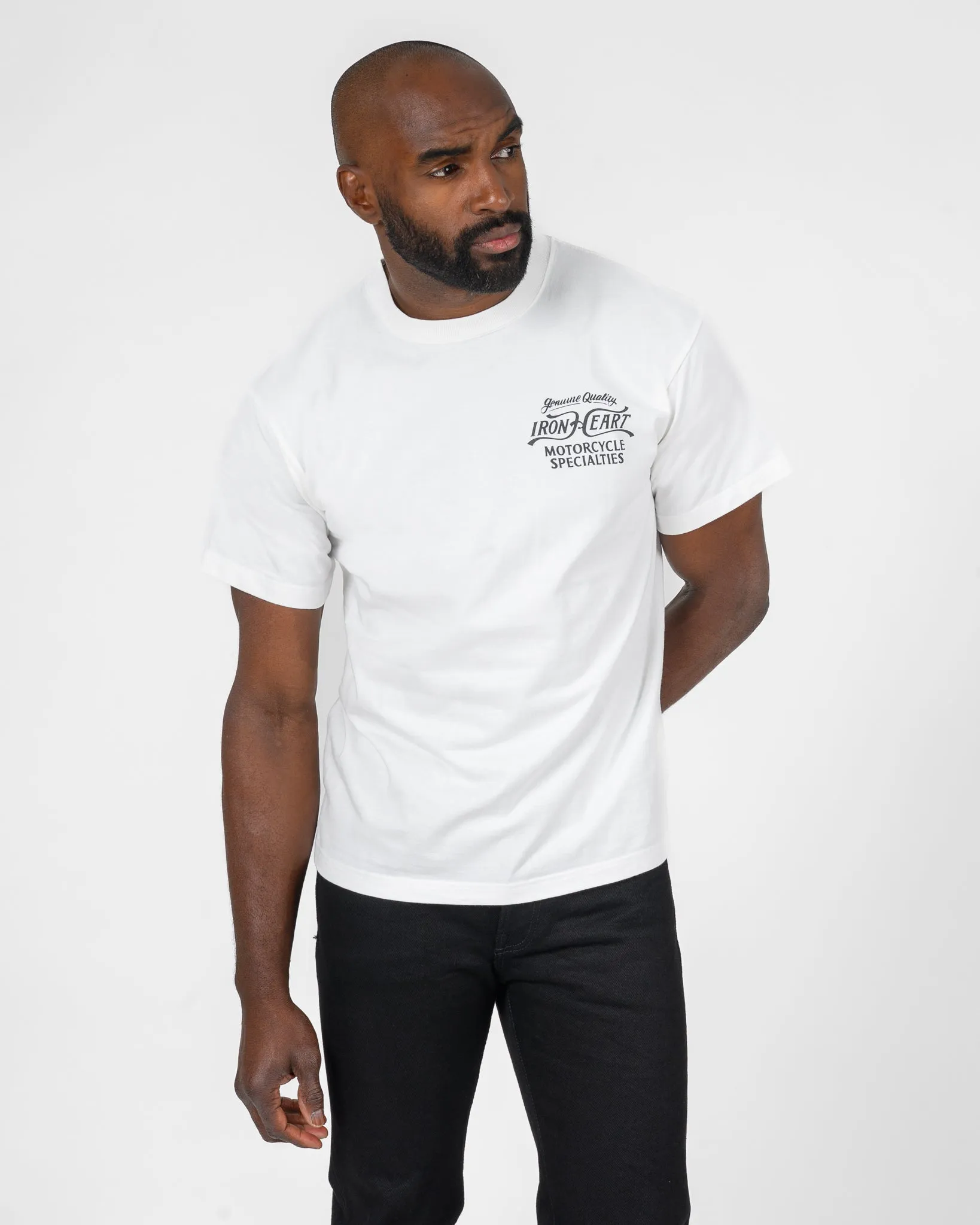 7.5oz Printed Loopwheel Crew Neck T-Shirt - White sold by Iron Heart product image thumbnail 3