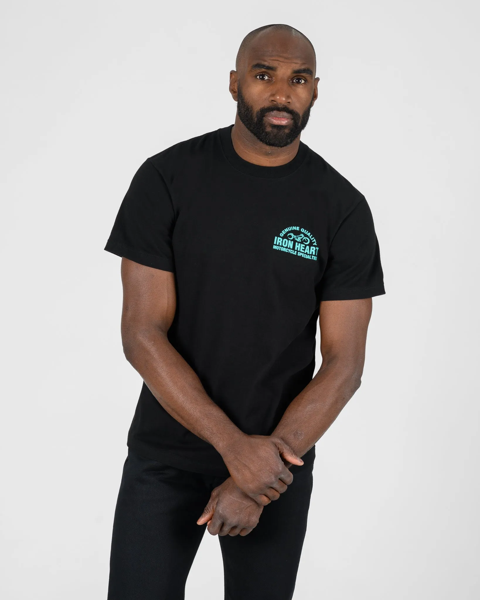 7.5oz Printed Loopwheel Crew Neck T-Shirt - Black sold by Iron Heart product image thumbnail 3