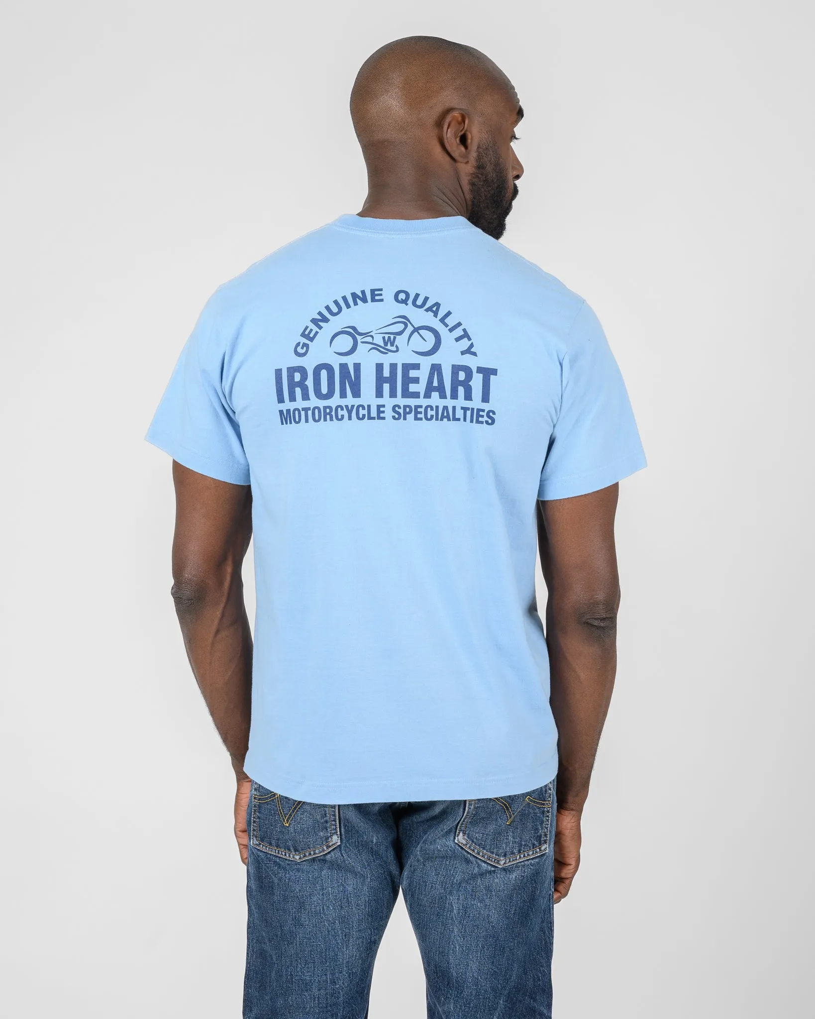 7.5oz Printed Loopwheel Crew Neck T-Shirt - Sax Blue sold by Iron Heart product image thumbnail 2