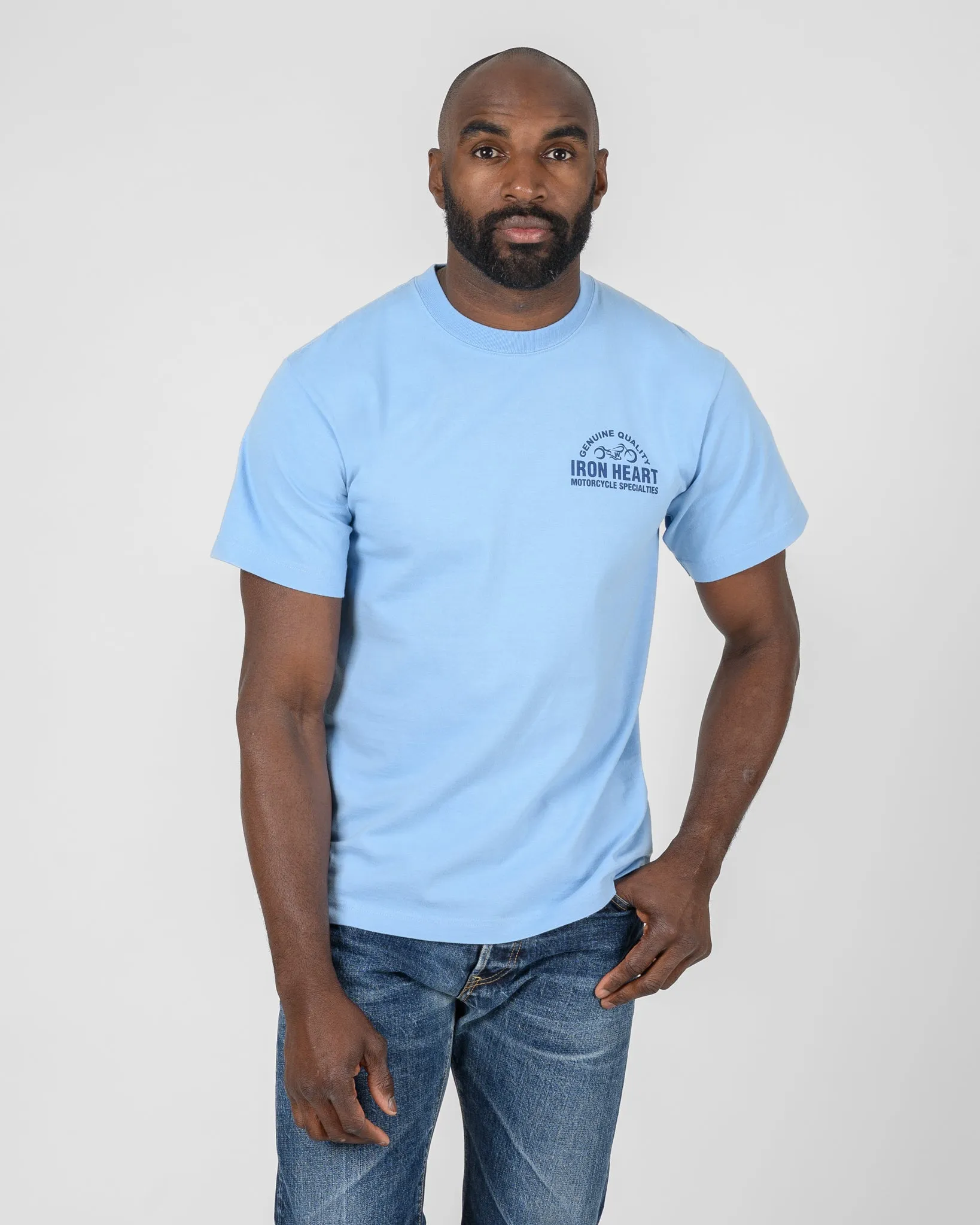 7.5oz Printed Loopwheel Crew Neck T-Shirt - Sax Blue sold by Iron Heart product image thumbnail 3