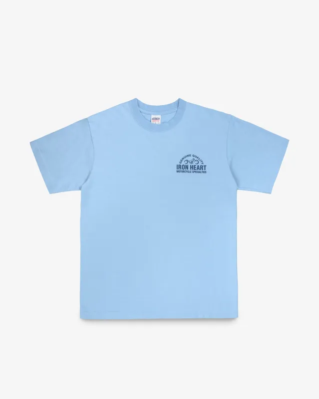 7.5oz Printed Loopwheel Crew Neck T-Shirt - Sax Blue sold by Iron Heart