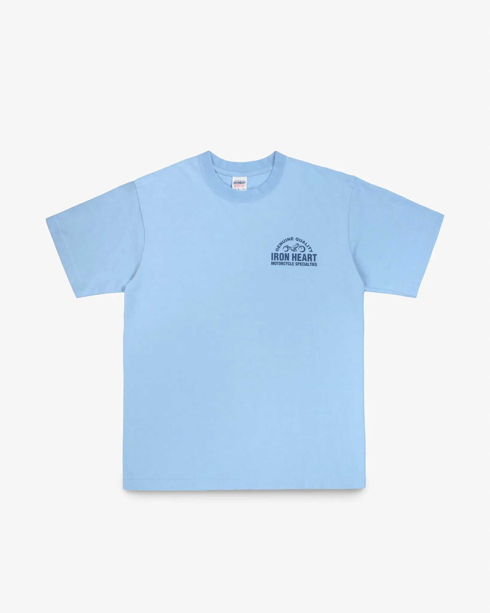 7.5oz Printed Loopwheel Crew Neck T-Shirt - Sax Blue sold by Iron Heart