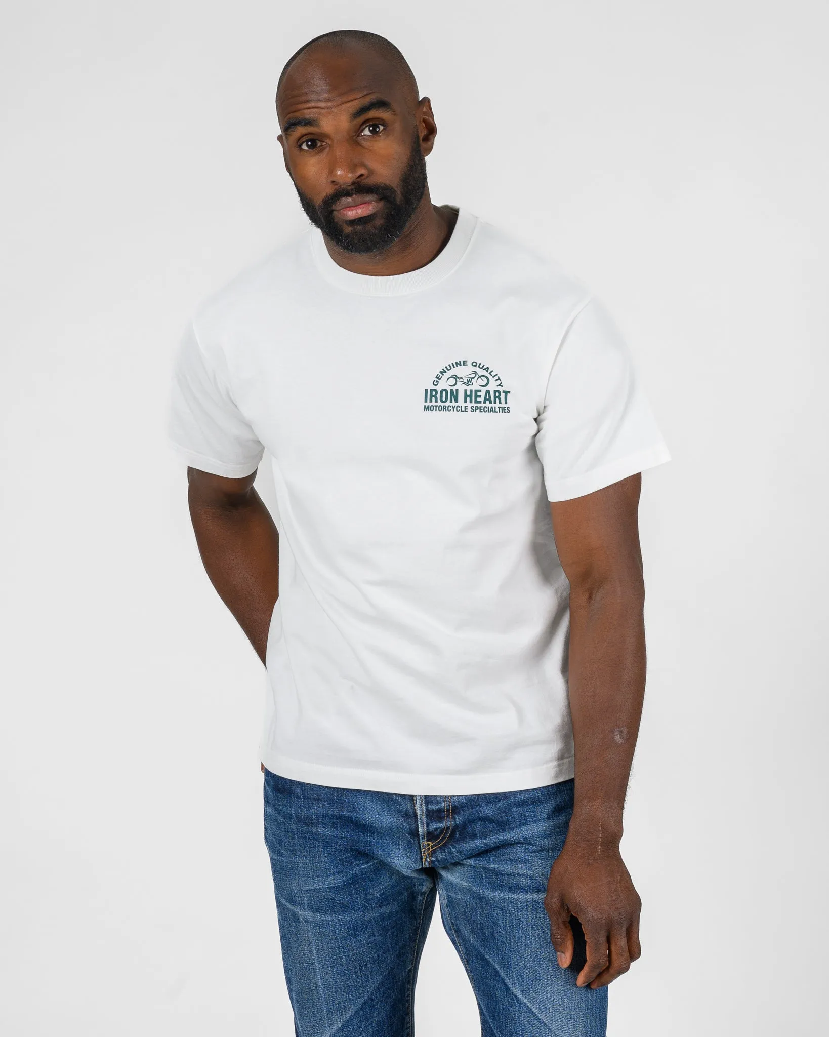 7.5oz Printed Loopwheel Crew Neck T-Shirt - White sold by Iron Heart product image thumbnail 3