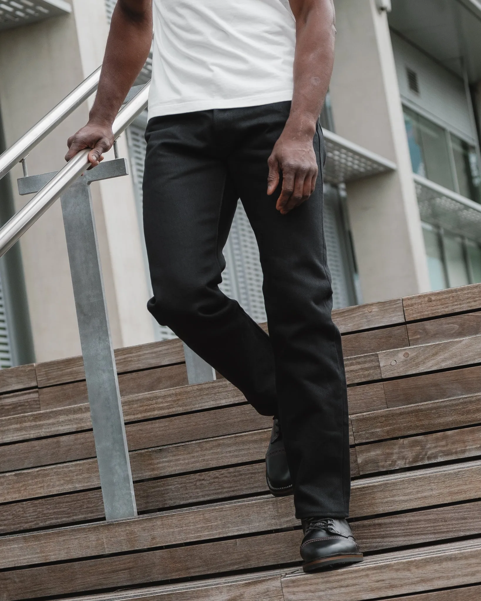 21oz Selvedge Denim Slim Straight Cut Jeans - Superblack (Fades To Grey) sold by Iron Heart product image thumbnail 4