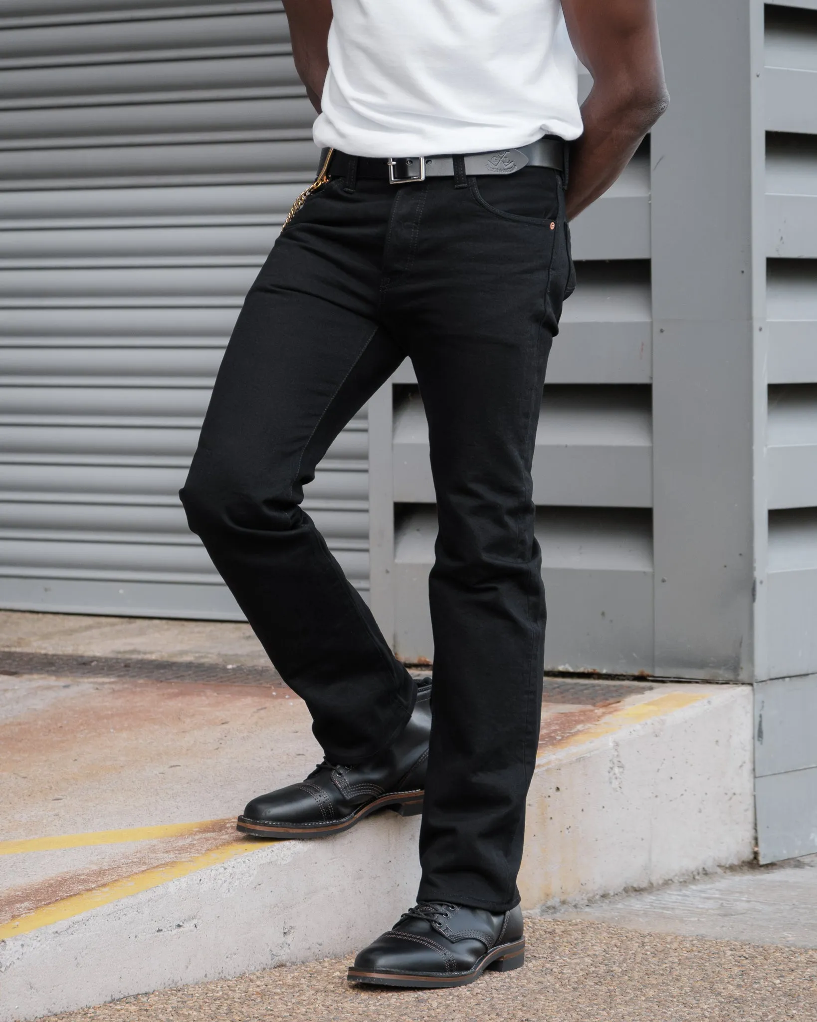 14oz Selvedge Denim Slim Straight Cut Jeans - Black/Black sold by Iron Heart product image thumbnail 4