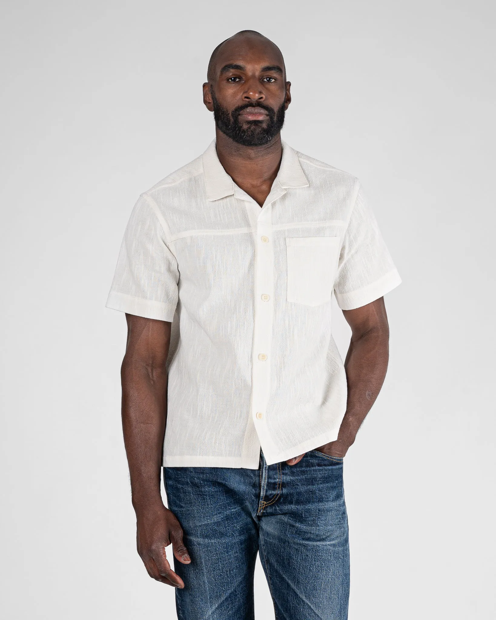 STF Japanese 8.5oz Slub Cotton Short Sleeve Shirt - Ecru sold by Iron Heart product image thumbnail 2