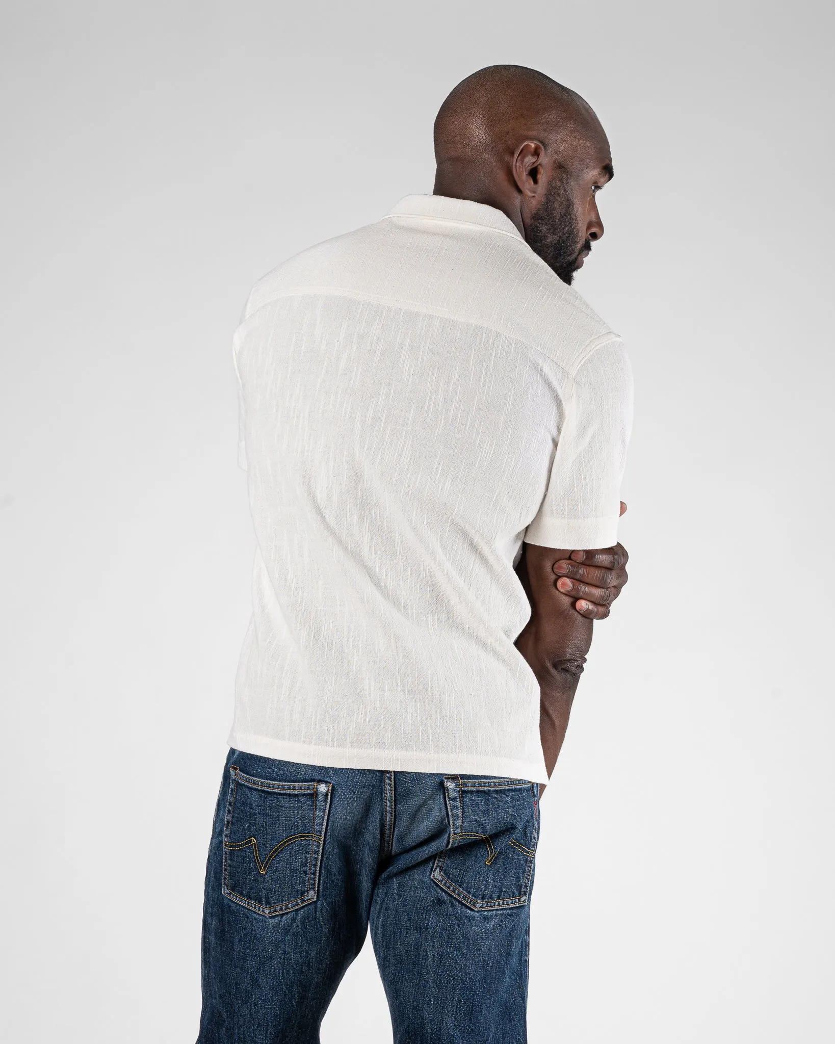 STF Japanese 8.5oz Slub Cotton Short Sleeve Shirt - Ecru sold by Iron Heart product image thumbnail 3