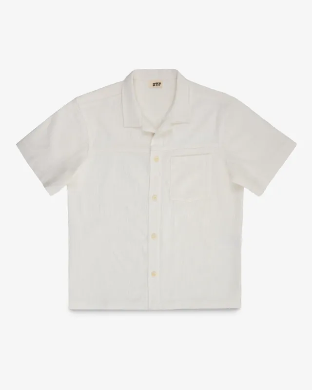 STF Japanese 8.5oz Slub Cotton Short Sleeve Shirt - Ecru made by Iron Heart
