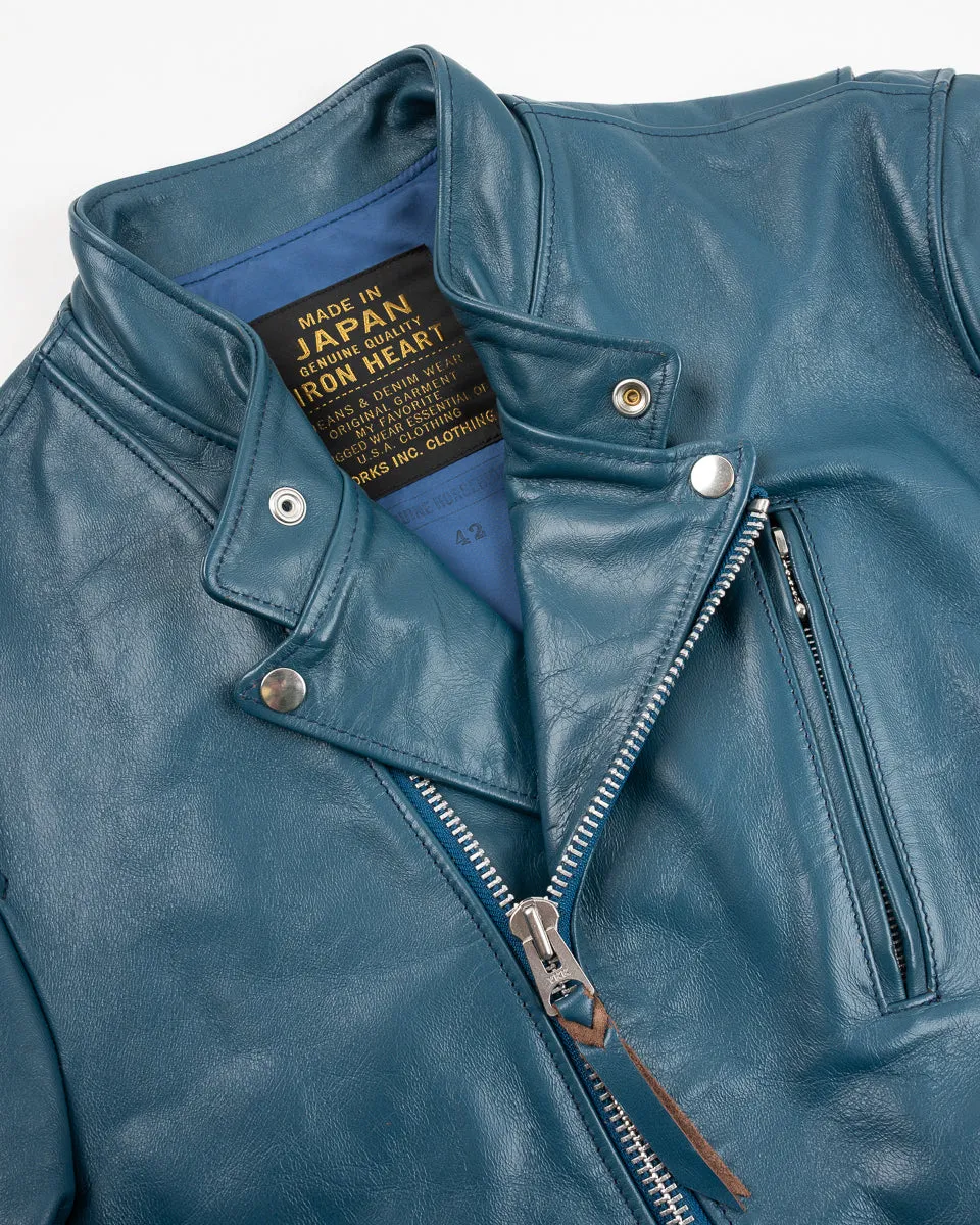 Japanese Horsehide Double Motorcycle Jacket - Blue (IHJ-128-BLU) Size XL sold by Iron Heart product image thumbnail 2