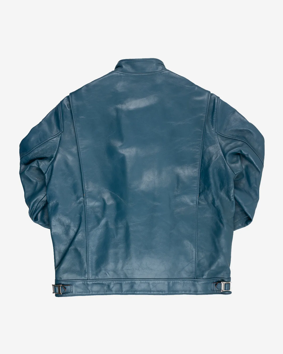 Japanese Horsehide Double Motorcycle Jacket - Blue (IHJ-128-BLU) Size XL sold by Iron Heart product image thumbnail 3