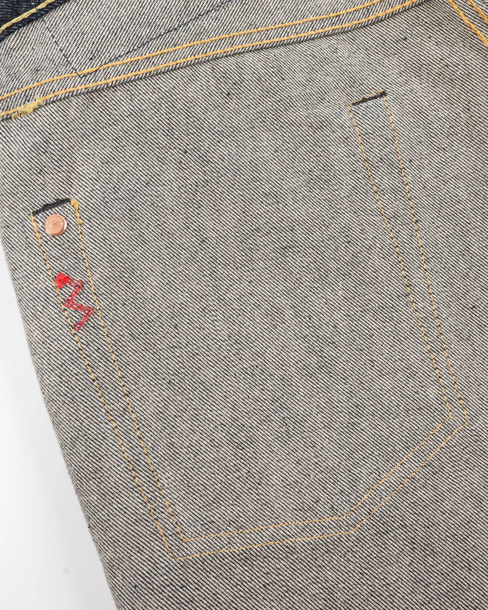 14oz Selvedge Denim Straight Tapered Cut - Indigo (IH-633S-142) Tag 30, Hemmed to 35.0'' sold by Iron Heart product image thumbnail 4