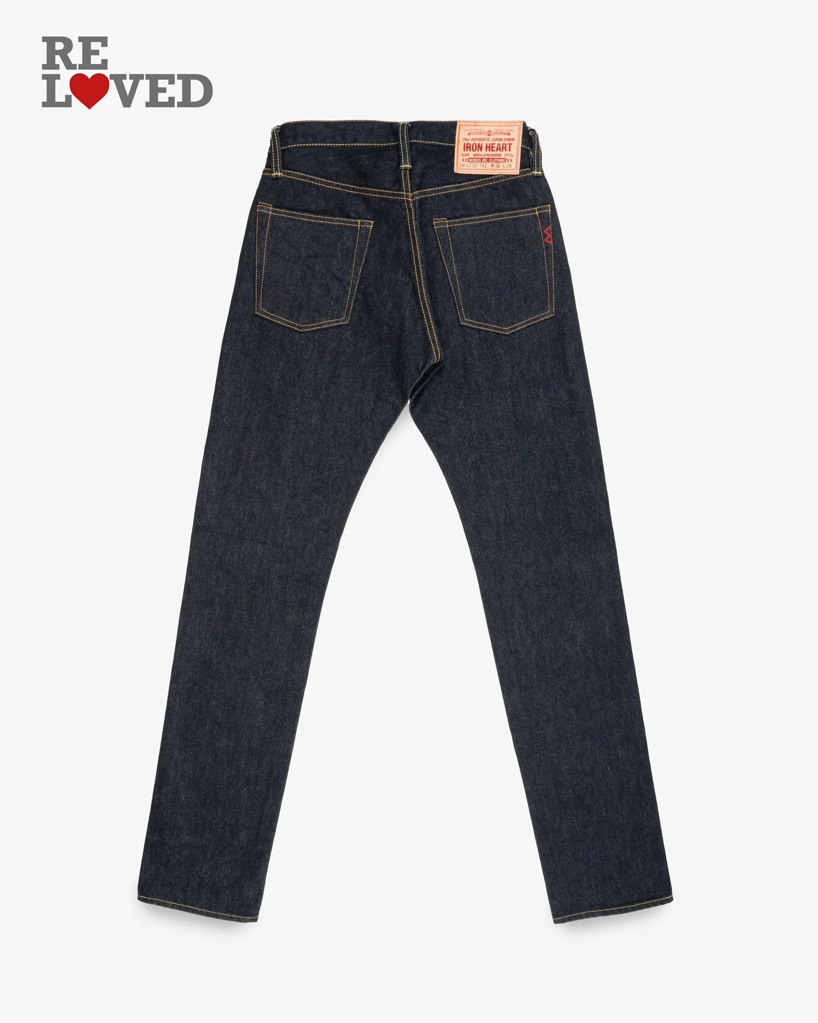 14oz Selvedge Denim Straight Tapered Cut - Indigo (IH-633S-142) Tag 30, Hemmed to 35.0'' sold by Iron Heart product image thumbnail 2