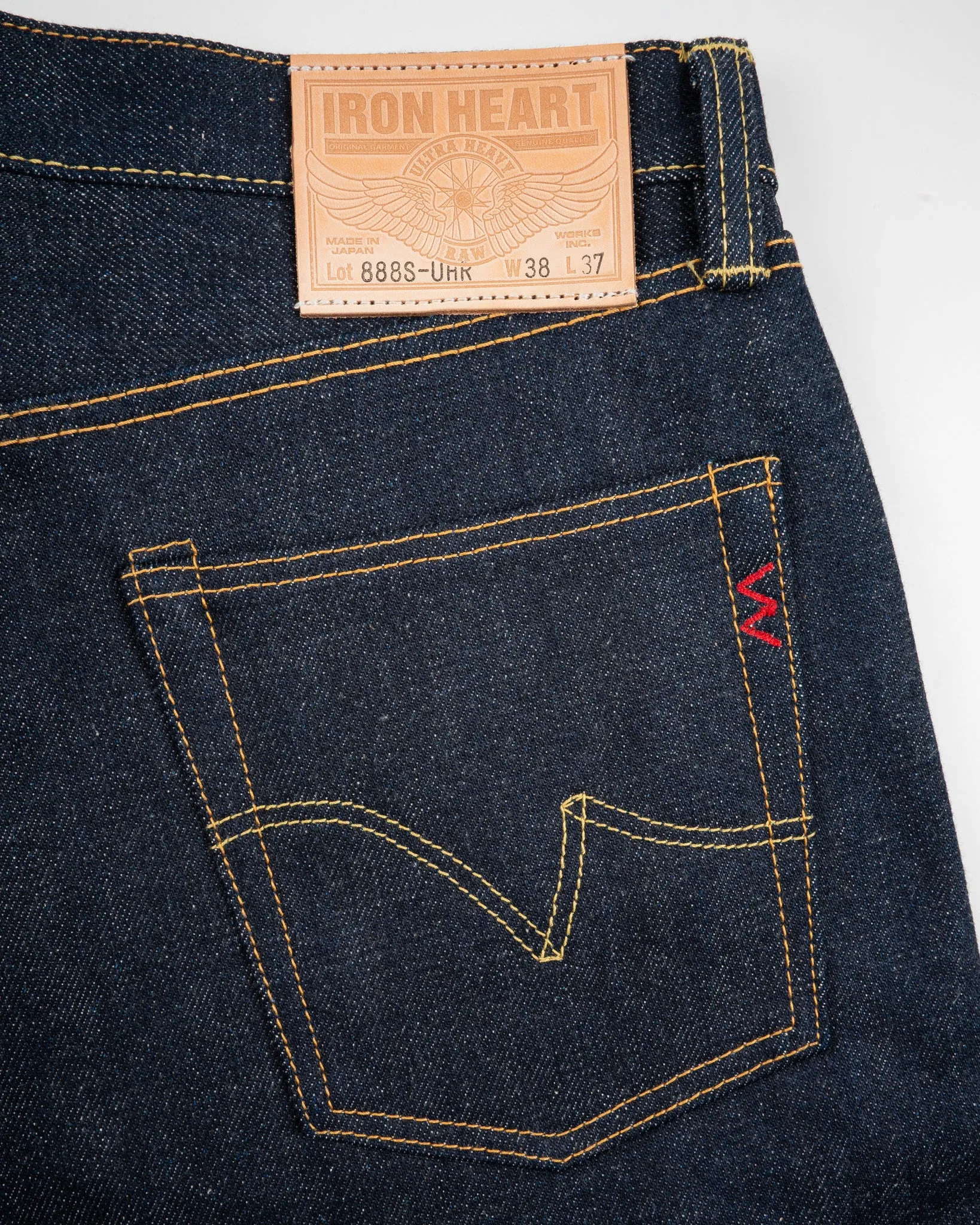 21/23oz Ultra Heavy Raw Selvedge Denim Medium/High Rise Tapered Cut Jeans - Indigo (IH-888S-UHR) Tag 38, Hemmed to 28.5" sold by Iron Heart product image thumbnail 4