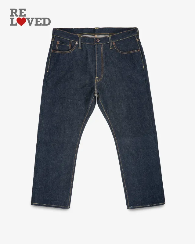 21/23oz Ultra Heavy Raw Selvedge Denim Medium/High Rise Tapered Cut Jeans - Indigo (IH-888S-UHR) Tag 38, Hemmed to 28.5" sold by Iron Heart