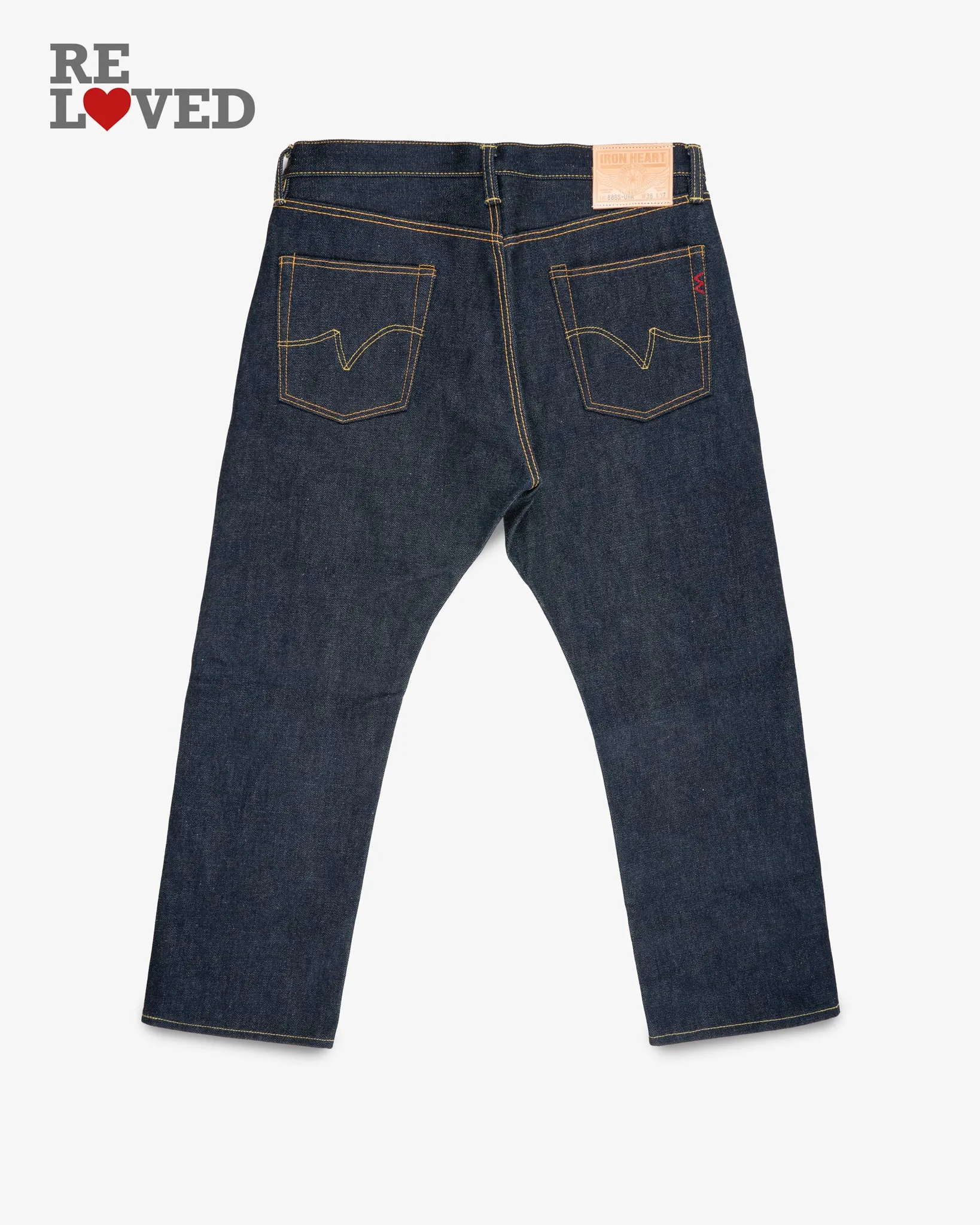 21/23oz Ultra Heavy Raw Selvedge Denim Medium/High Rise Tapered Cut Jeans - Indigo (IH-888S-UHR) Tag 38, Hemmed to 28.5" sold by Iron Heart product image thumbnail 2