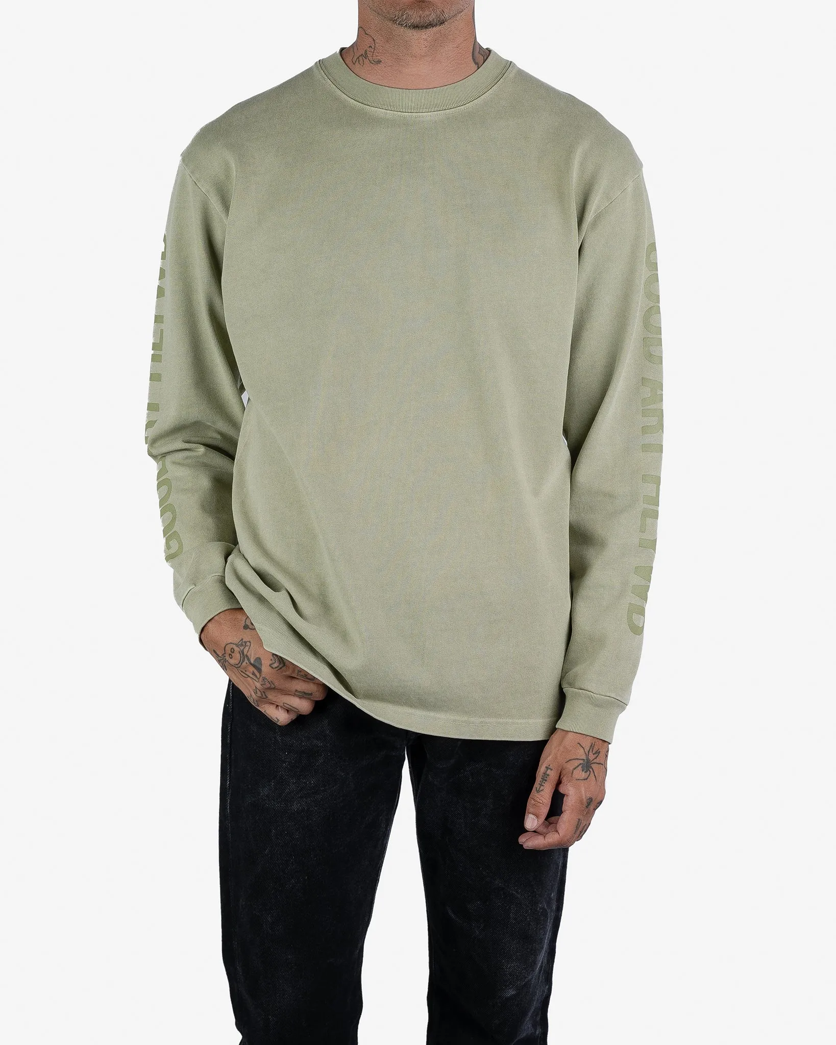 GOOD ART HLYWD Heavyweight Long Sleeve Crew Neck T-Shirt - Sage Green sold by Iron Heart product image thumbnail 2