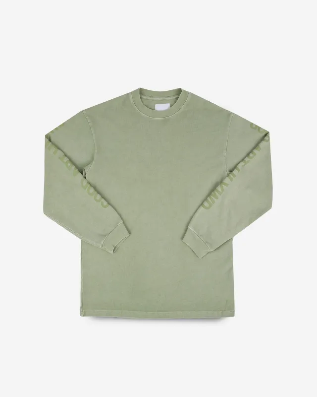 GOOD ART HLYWD Heavyweight Long Sleeve Crew Neck T-Shirt - Sage Green made by Good Art Hlywd