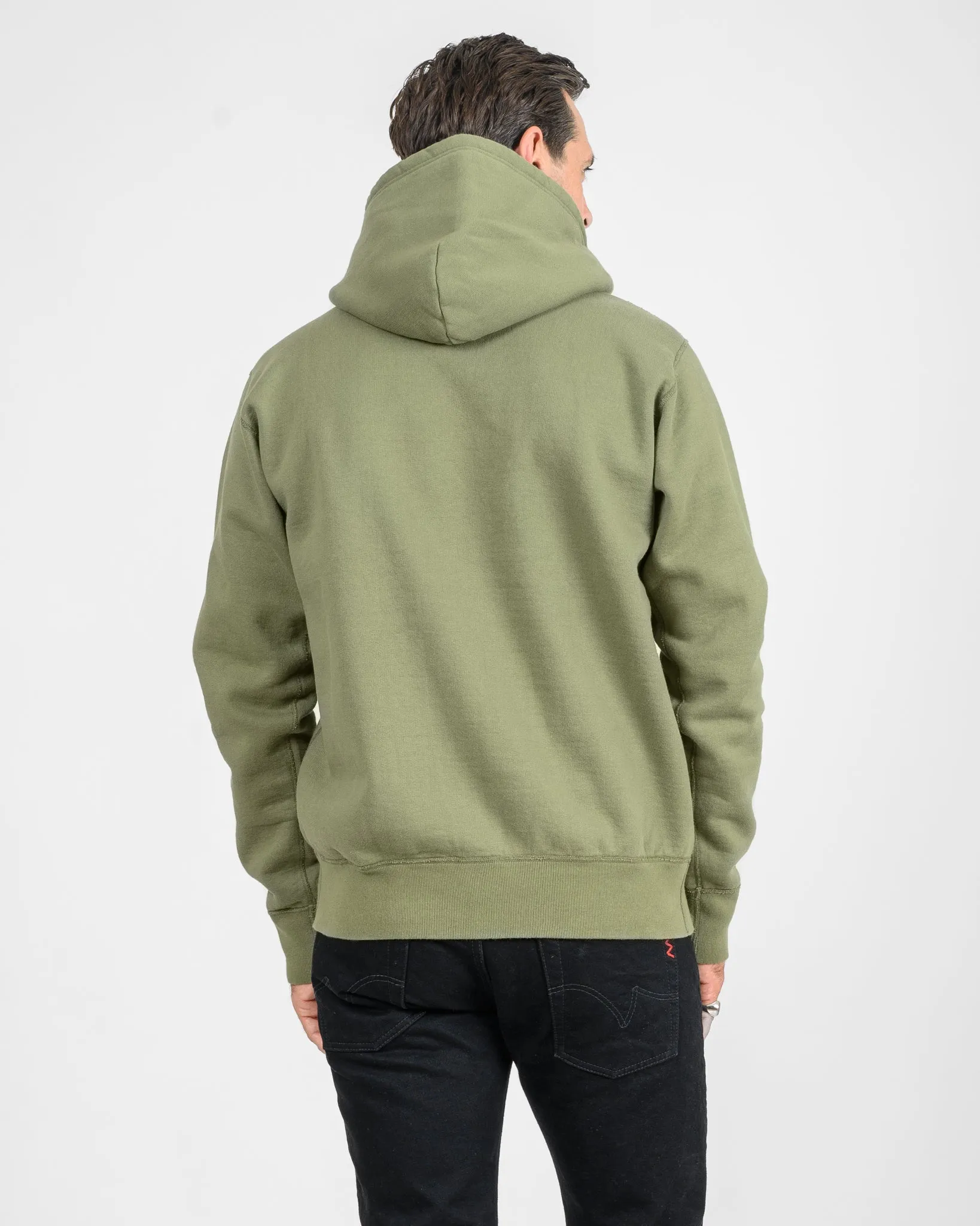 14oz Ultra Heavyweight Loopwheel Cotton Hoodie - Olive sold by Iron Heart product image thumbnail 3