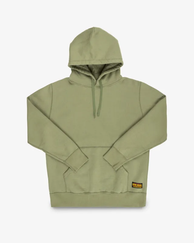 14oz Ultra Heavyweight Loopwheel Cotton Hoodie - Olive made by Iron Heart