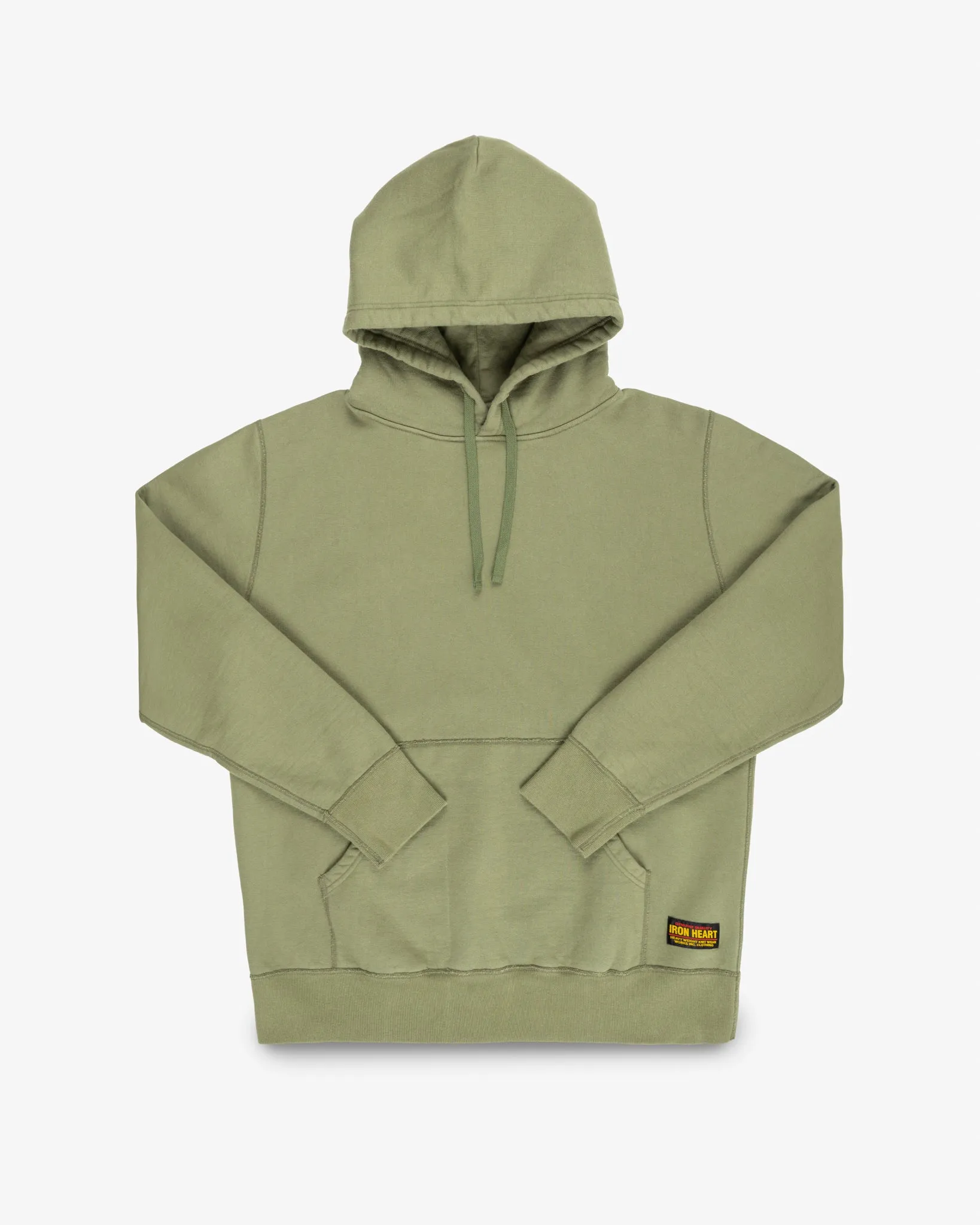 14oz Ultra Heavyweight Loopwheel Cotton Hoodie - Olive sold by Iron Heart