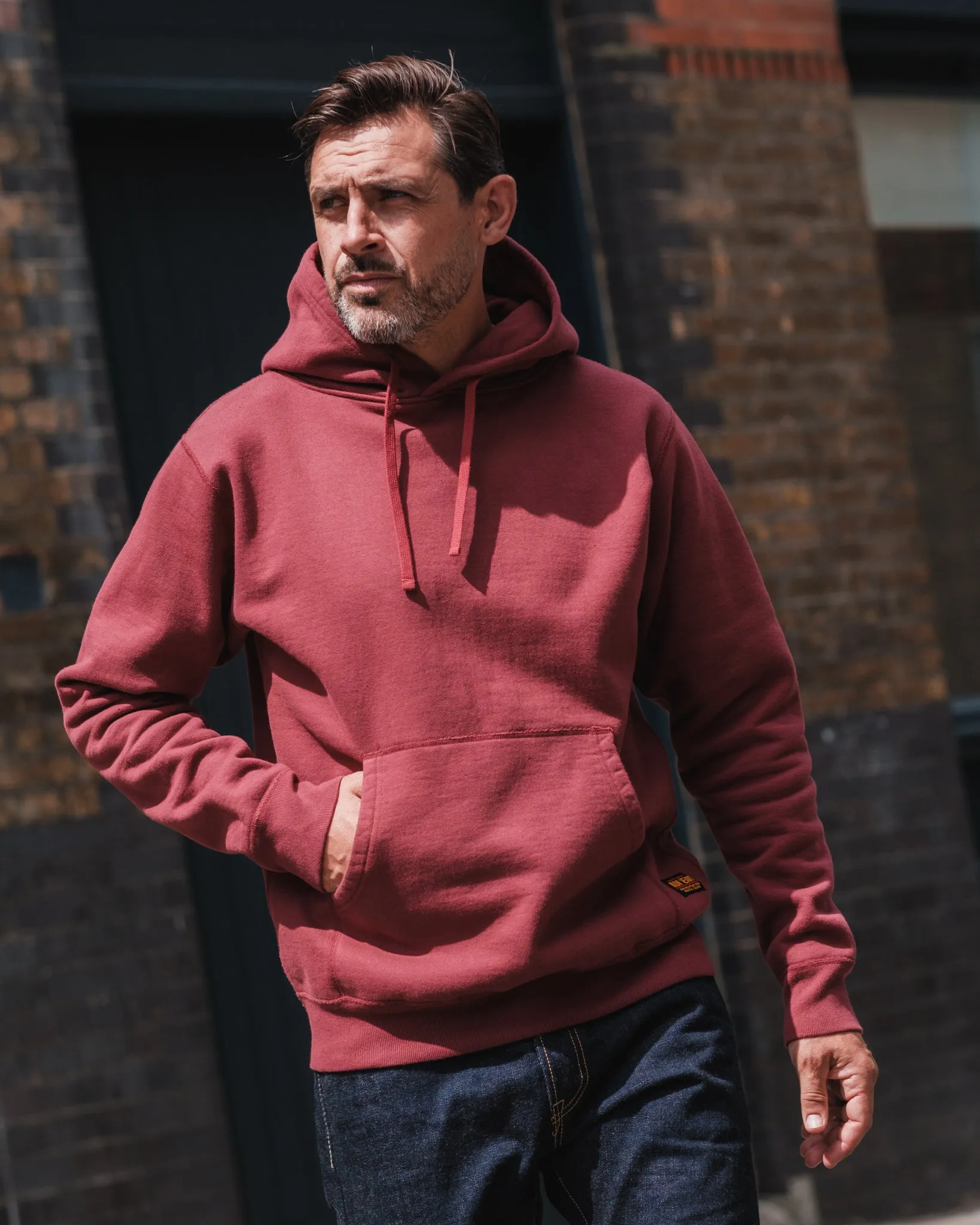14oz Ultra Heavyweight Loopwheel Cotton Hoodie - Burgundy sold by Iron Heart product image thumbnail 4