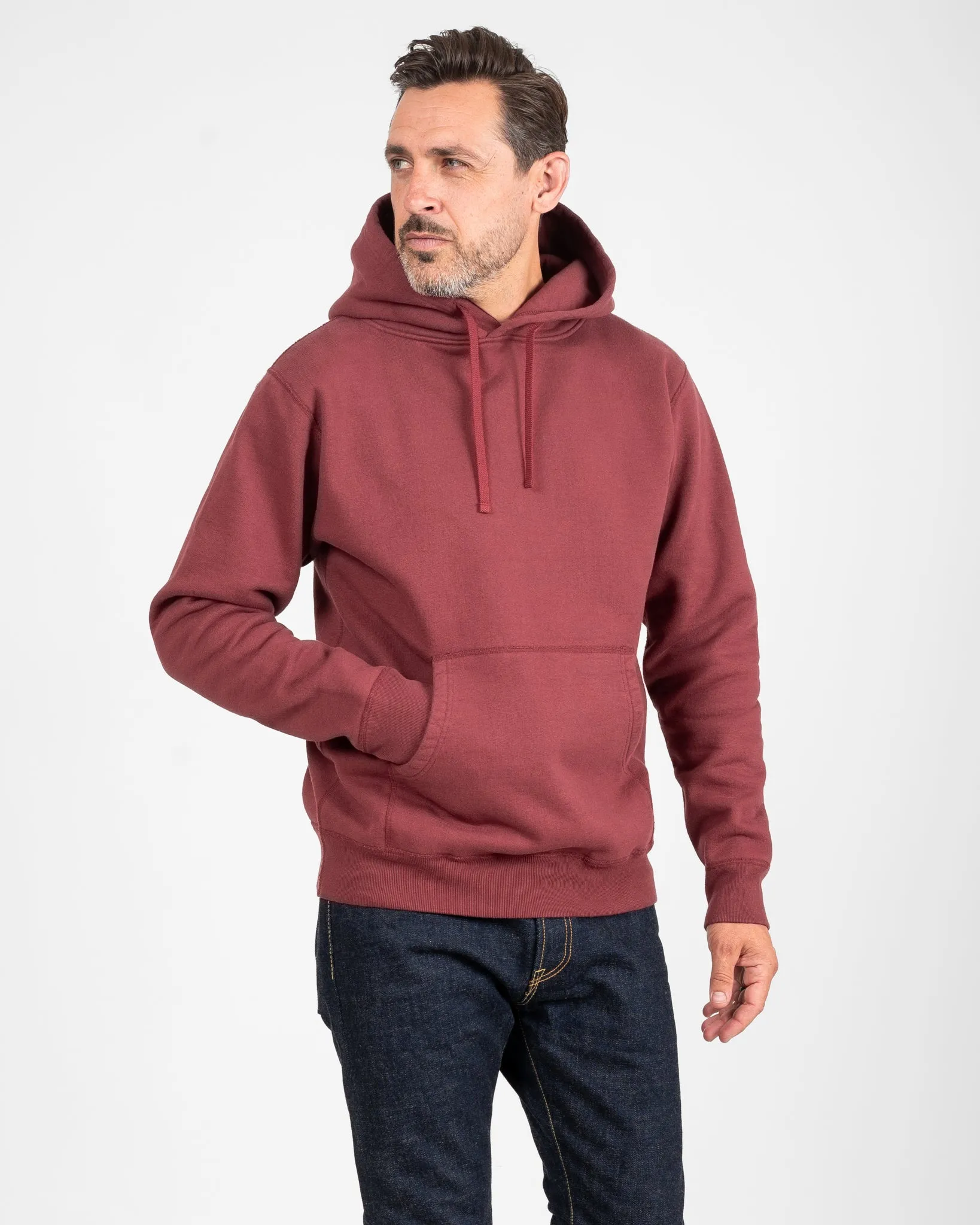 14oz Ultra Heavyweight Loopwheel Cotton Hoodie - Burgundy sold by Iron Heart product image thumbnail 2