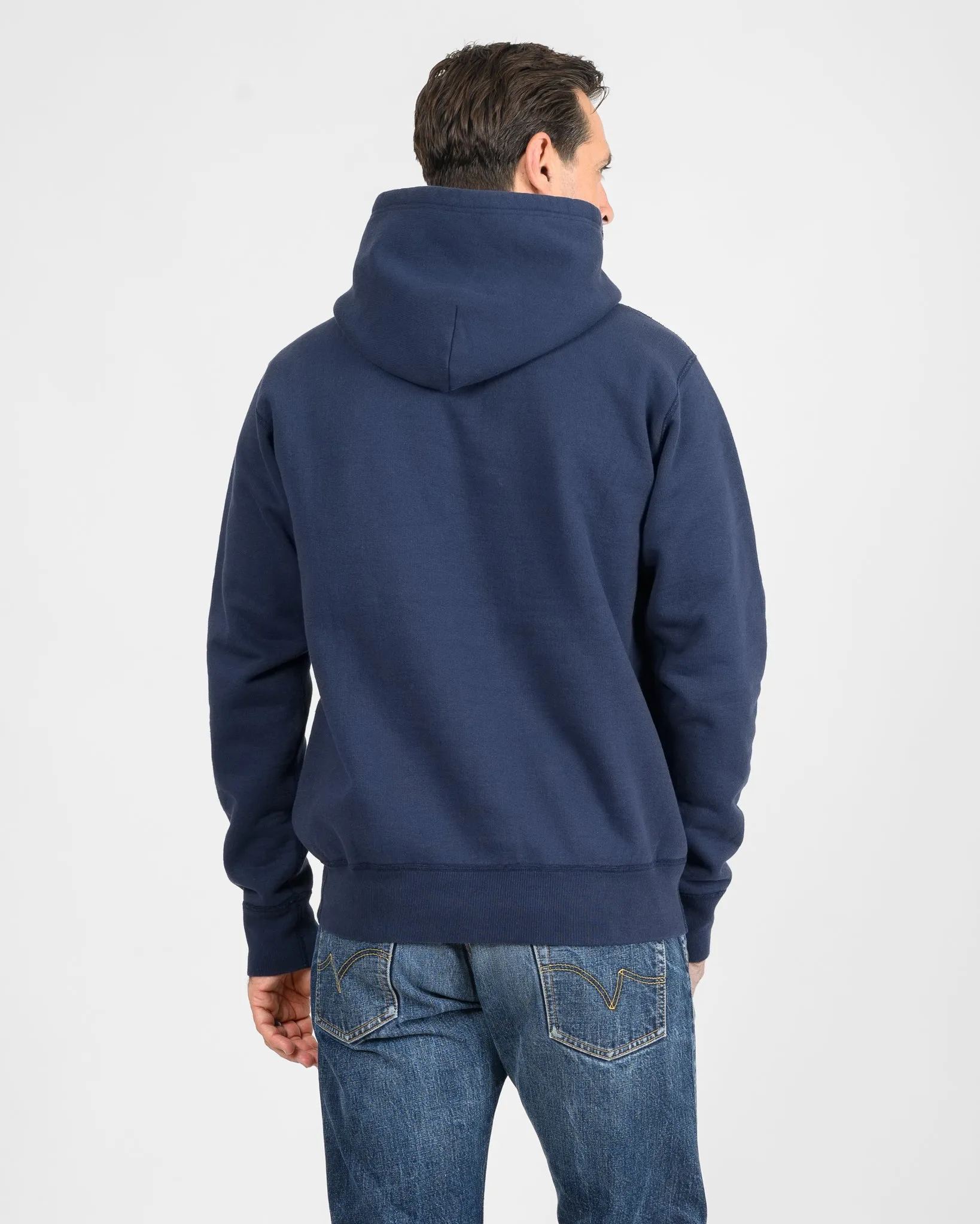 14oz Ultra Heavyweight Loopwheel Cotton Hoodie - Navy sold by Iron Heart product image thumbnail 3