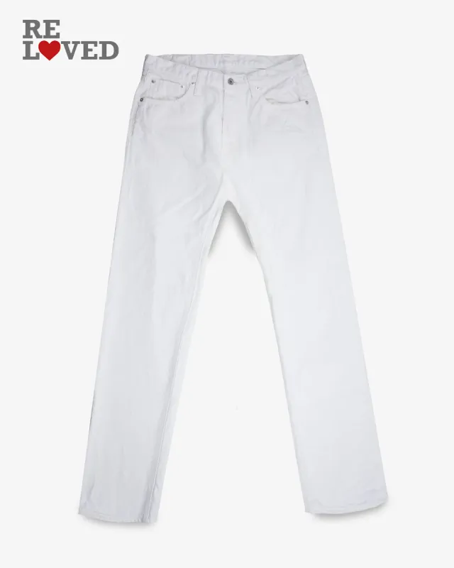 13.5oz Denim Straight Cut Jeans - White (IH-634-WT) Tag 34, Hemmed to 35.7" sold by Iron Heart