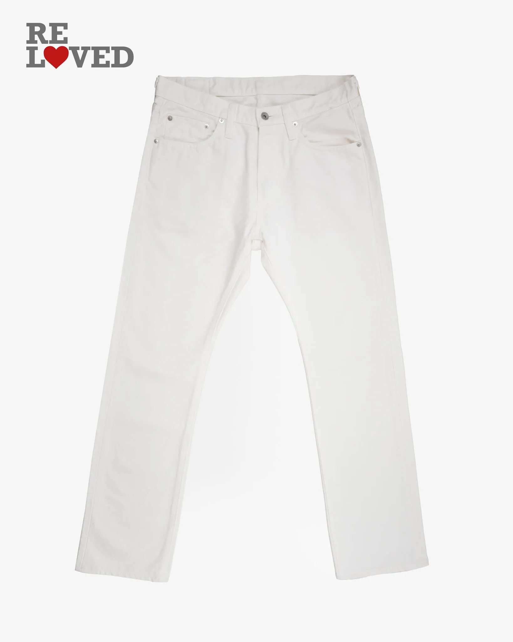 13.5oz Denim Super Slim Cut Jeans - White (IH-555-WT) Tag 33, Hemmed to 30.2" sold by Iron Heart