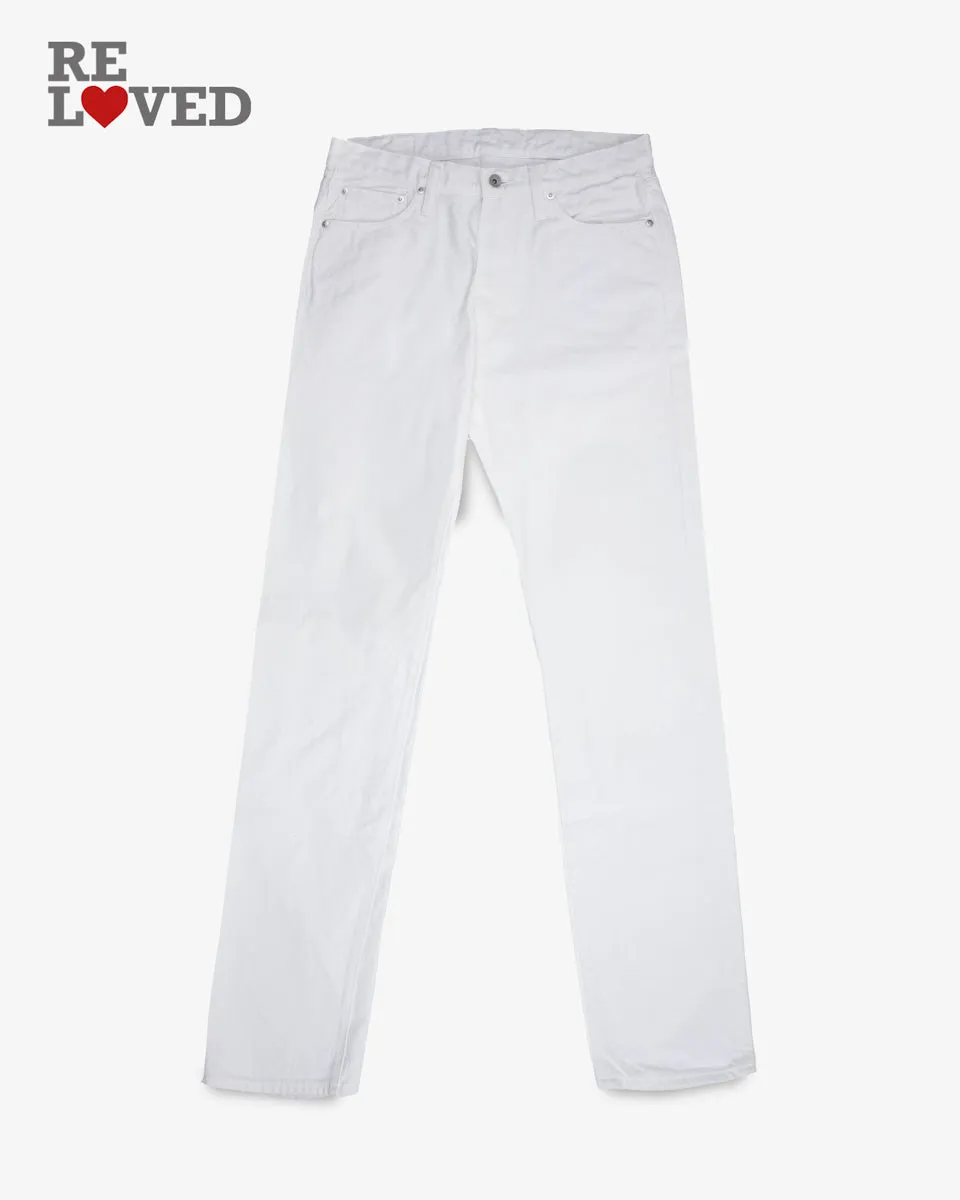 13.5oz Denim Medium/High Rise Tapered Cut Jeans - White (IH-888-WT) Tag 34, Hemmed to 36.0" sold by Iron Heart