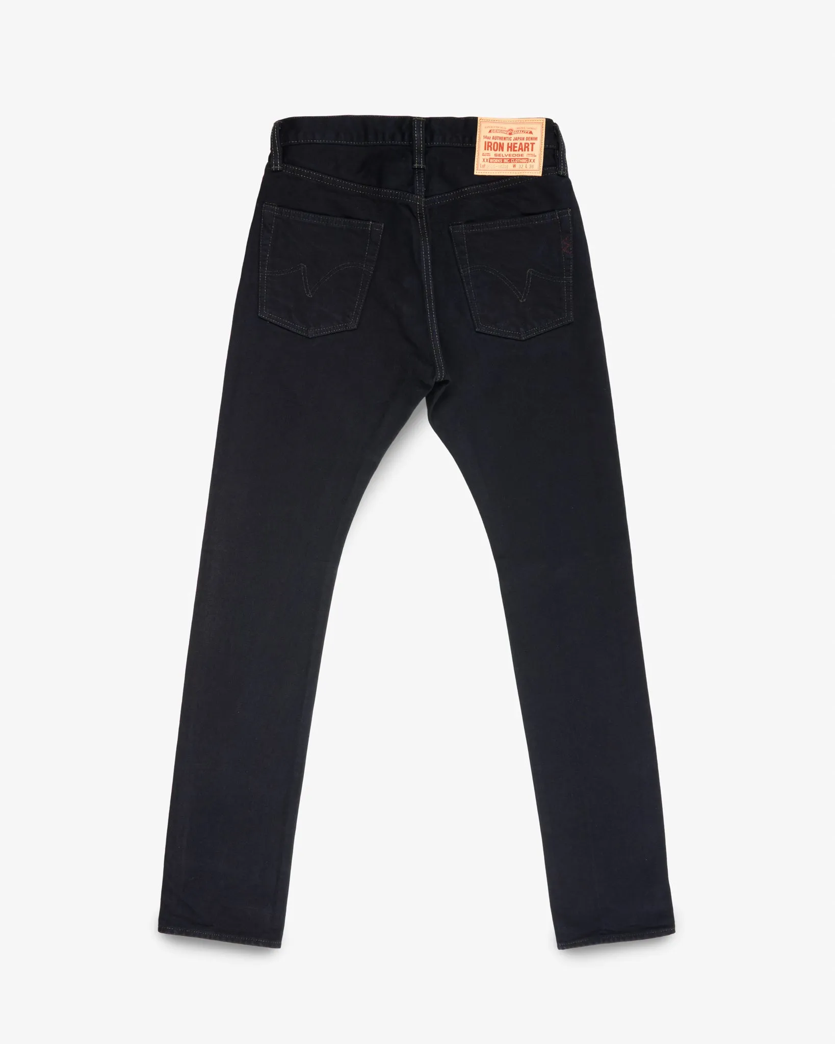 14oz Selvedge Denim Slim Cut Jeans - Indigo Overdyed Black sold by Iron Heart product image thumbnail 5