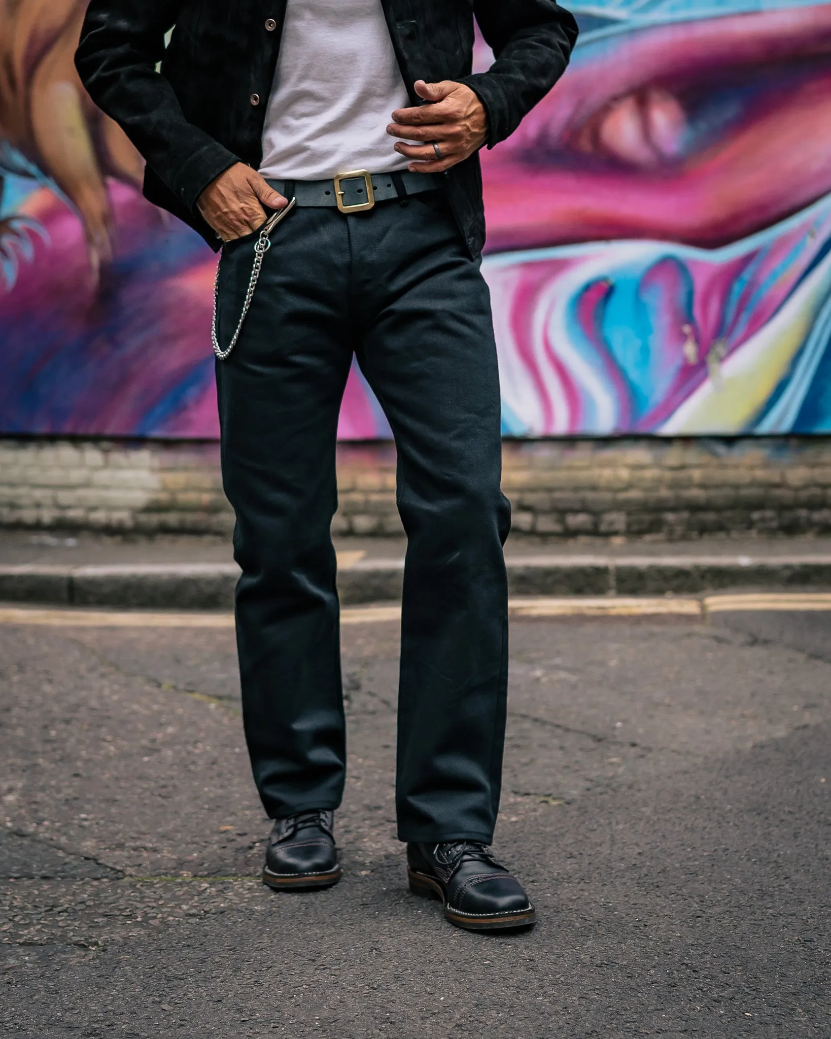 21oz Selvedge Denim Straight Cut - Superblack Non-Fade sold by Iron Heart product image thumbnail 4