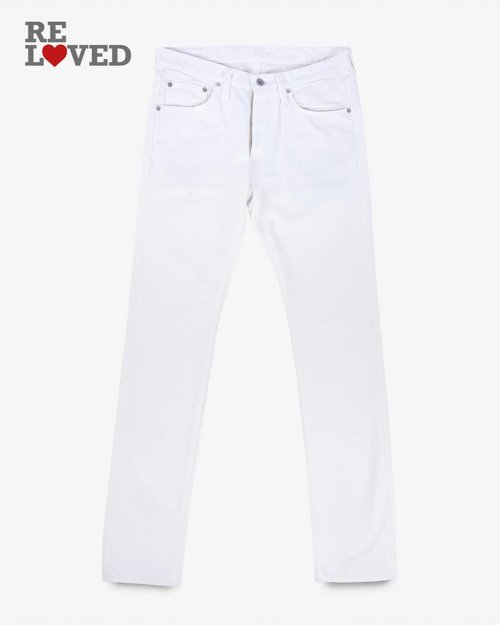 13.5oz Denim Slim Cut Jeans - White (IH-555-WT) Tag 35, Hemmed to 36.8" sold by Iron Heart