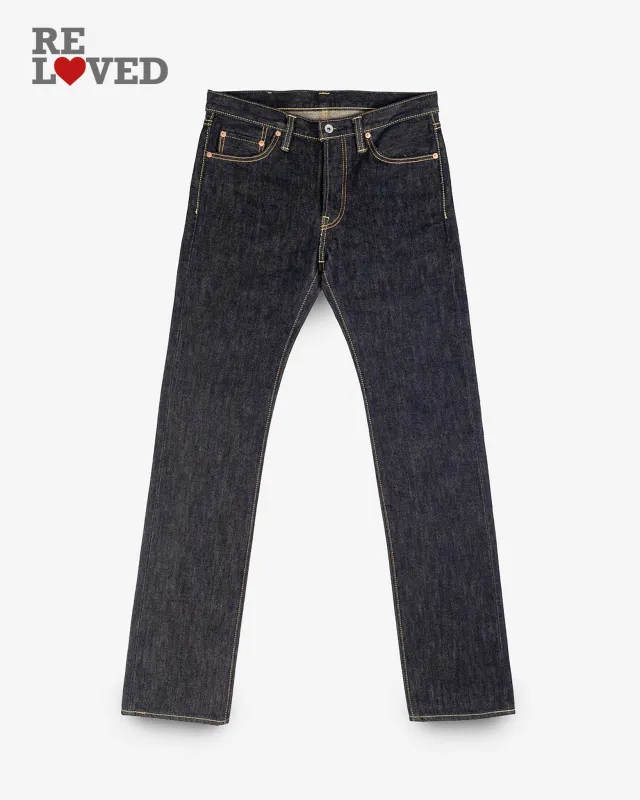 21oz Selvedge Denim Slim Straight Cut Jeans - Indigo (IH-666S-21) Tag 29, Hemmed to 34.0" sold by Iron Heart