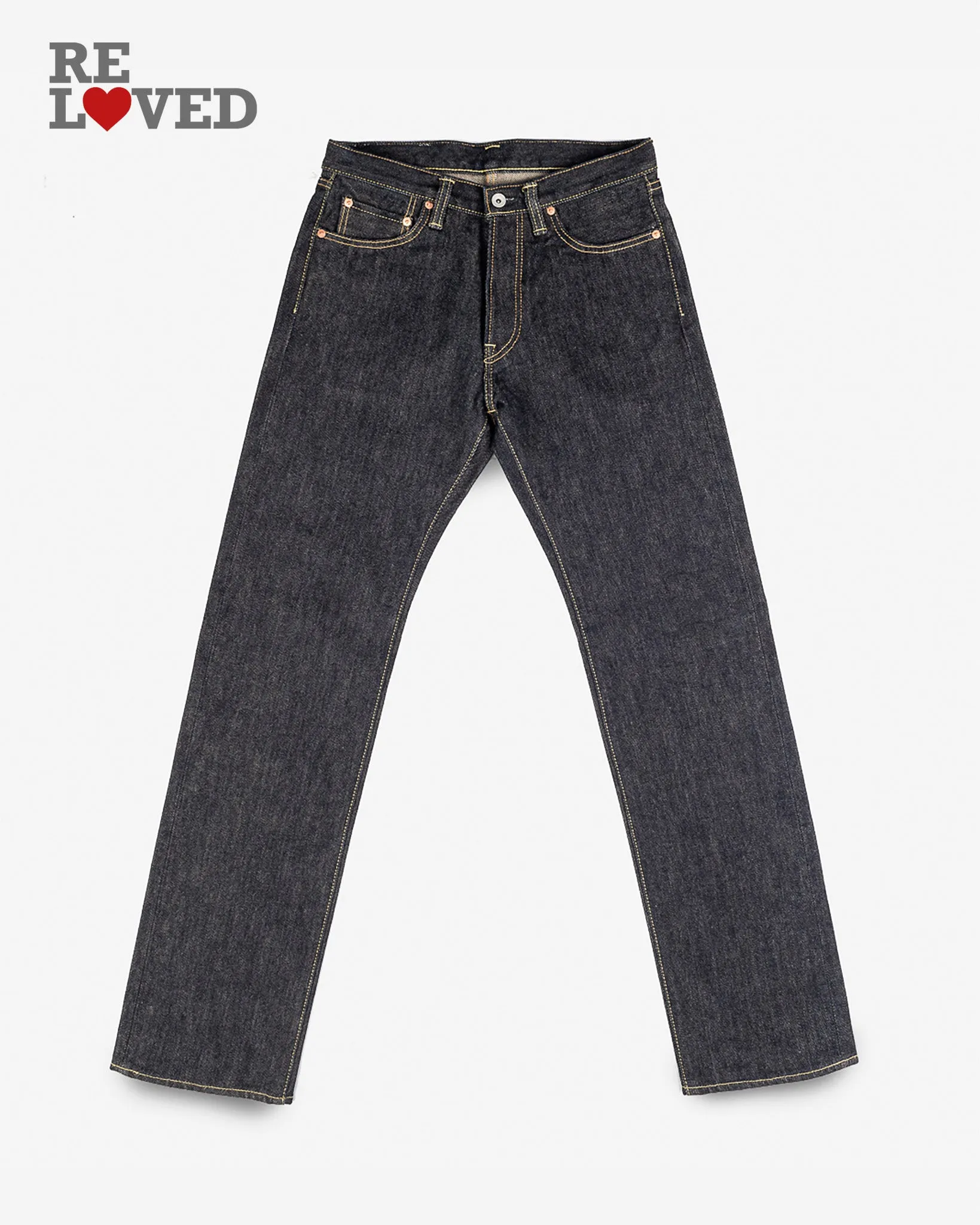21oz Selvedge Denim Straight Cut Jeans - Indigo (IH-634S) Tag 28, Hemmed to 31.0" sold by Iron Heart